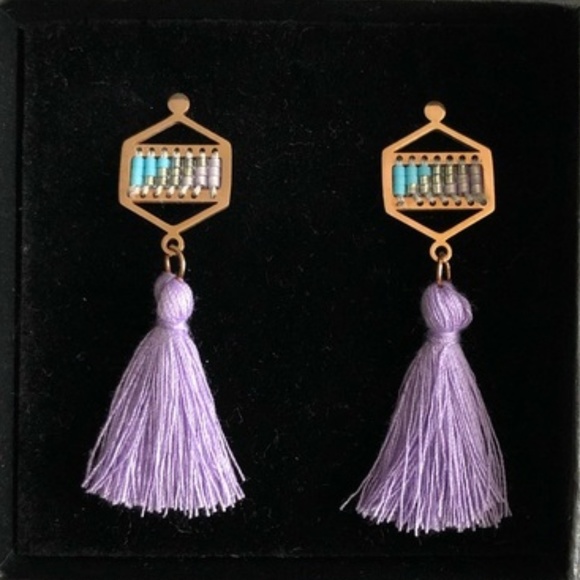 Jewelry - Purple Tassel Earrings with beads